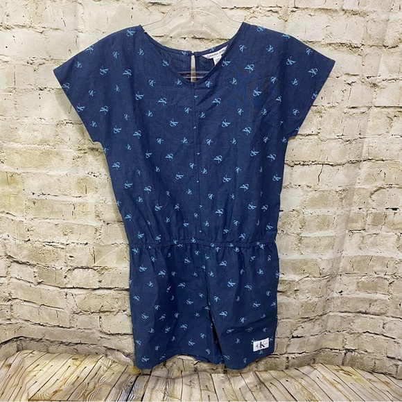 NWT Calvin Klein Jeans Blue Cotton Thin Romper - Picture 1 of 7